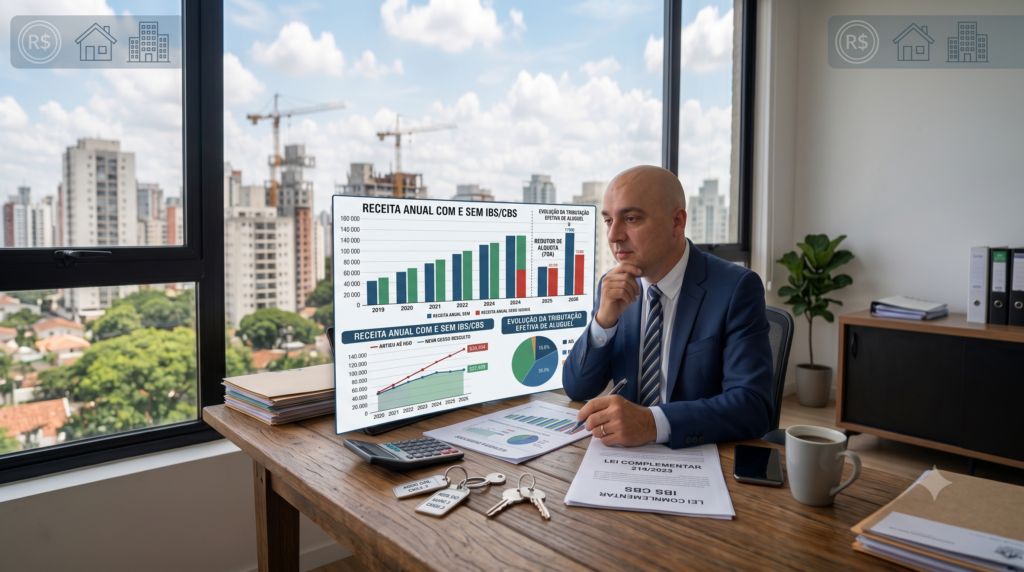 reforma tributária aluguel, IBS CBS locação de imóveis, tributação de aluguel 2026, Lei Complementar 214/2025, investidor imobiliário pessoa física