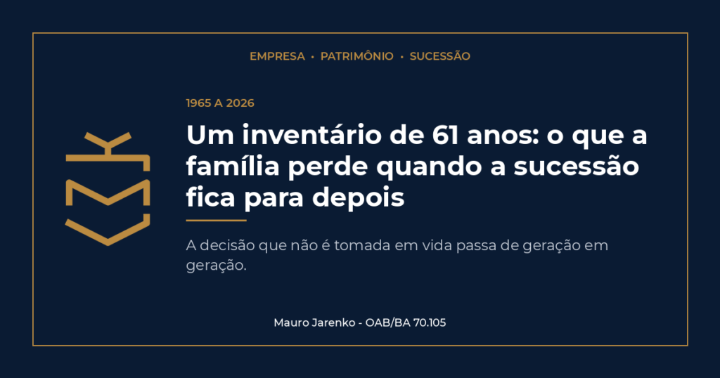 Um processo aberto em 1965 só terminou em 2026, depois que a Justiça tirou a administração dos bens das mãos da família. A história mostra o custo das decisões adiadas e da desconfiança entre herdeiros.